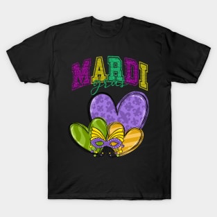 Mardi Gras Cute Hearts Women Girls Kids T-Shirt